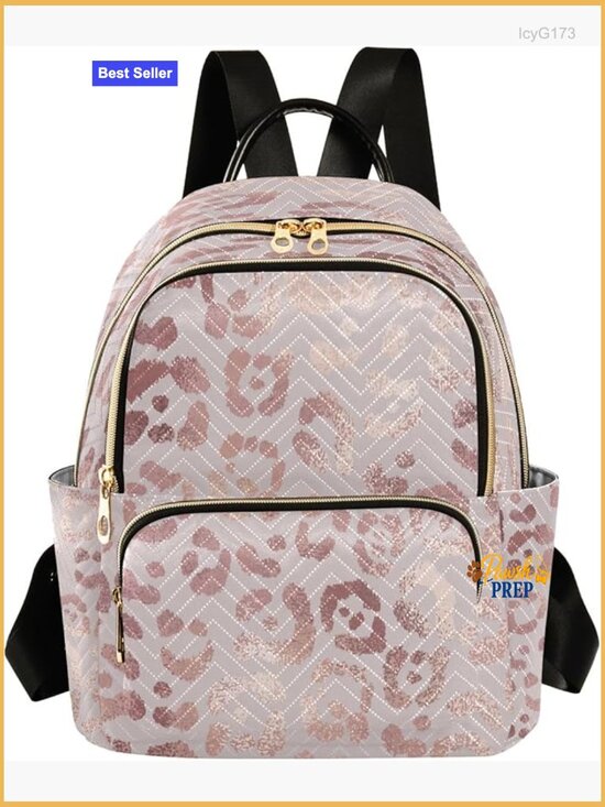 Leopard Print Rose Gold Fashion Backpack Purse Rucksack Travel Shoulder Bag main image 7